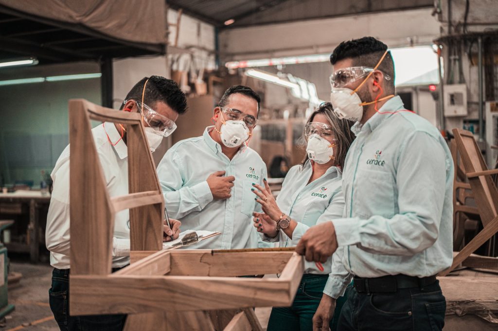 Employees wearing protective equipments